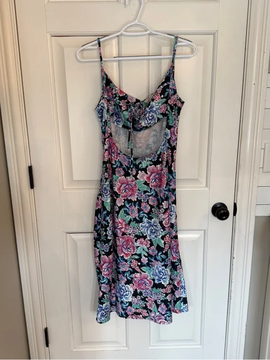 For Love & Lemons Morgan Floral Slip Dress M Cowl Neck Satin Midi 25259 - Picture 8 of 12
